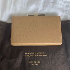 Kate Spade Camel Ostrich Embossed Clutch
